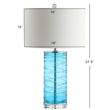 Cole 27.5" Modern Fused Glass Cylinder LED Table Lamp - JONATHAN Y